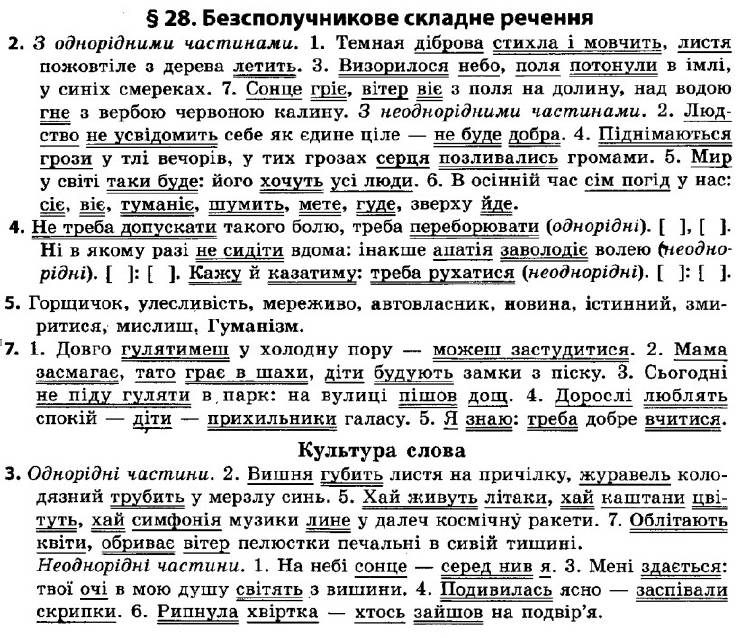 ГДЗ (відповіді) § 28. Безсполучникове складне речення 9 клас Українська мова Авраменко 2017 рік