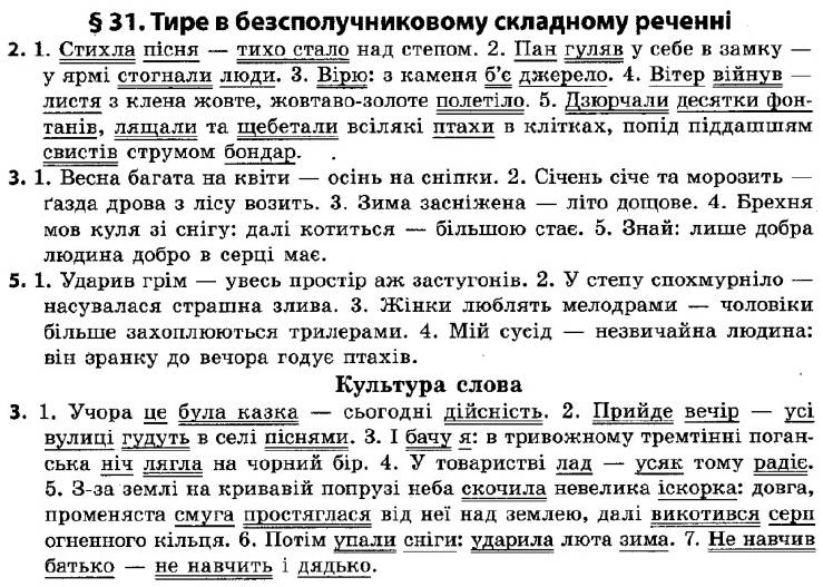 ГДЗ (відповіді) § 31. Тире в безсполучниковому складному реченні 9 клас Українська мова Авраменко 2017 рік