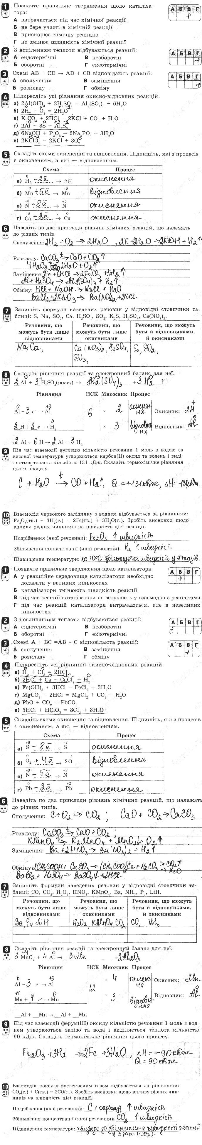 ГДЗ (відповіді) Залікова робота 2 9 клас Хімія Григорович (зошит для контролю навчальних досягнень) 2017 рік