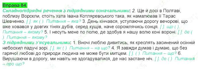 ГДЗ (відповіді) Вправа 84 9 клас Українська мова Ворон 2017 рік