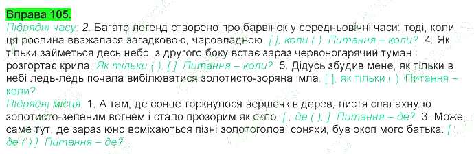 ГДЗ (відповіді) Вправа 105 9 клас Українська мова Ворон 2017 рік