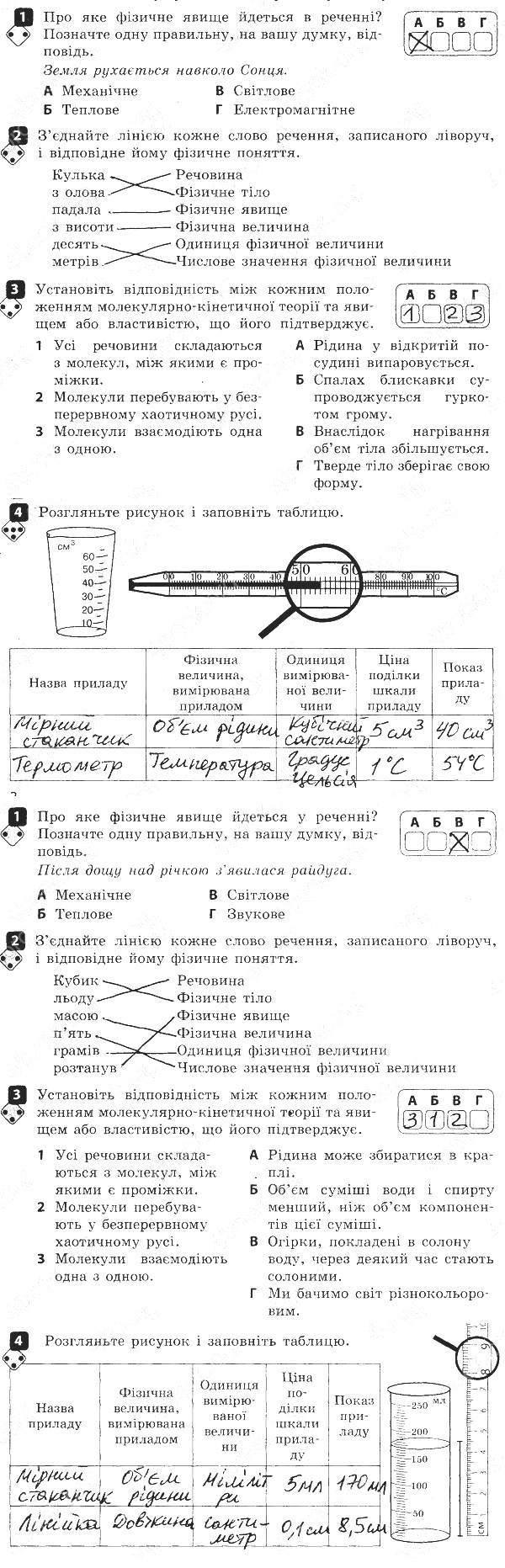 Самостійна робота 1 - 7 клас Фізика Божинова (зошит для контролю навчальних  досягнень) 2015 рік | Портфель