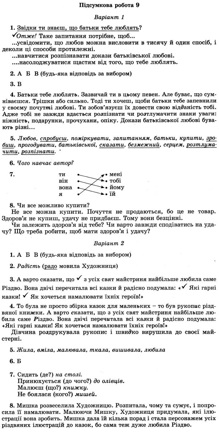 ГДЗ (відповіді) Підсумкова робота № 9 4 клас ДПА-2022 Українська мова Науменко (підсумкові роботи)