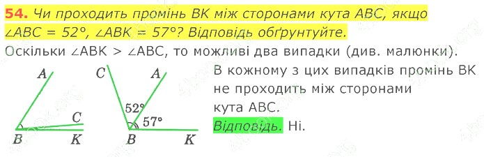 ГДЗ (відповіді) Номер 54 7 клас Геометрія Істер 2020 рік