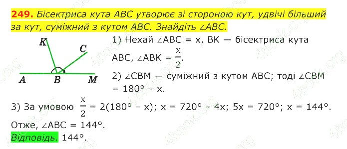ГДЗ (відповіді) Номер 249 7 клас Геометрія Істер 2020 рік