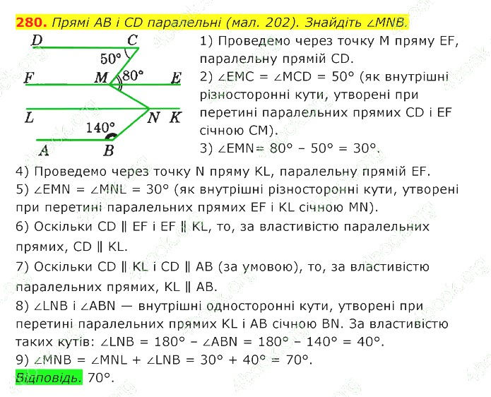 ГДЗ (відповіді) Номер 280 7 клас Геометрія Істер 2020 рік