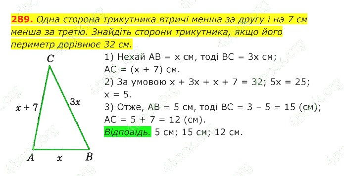 ГДЗ (відповіді) Номер 289 7 клас Геометрія Істер 2020 рік