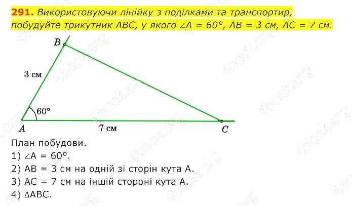 ГДЗ (відповіді) Номер 291 7 клас Геометрія Істер 2020 рік