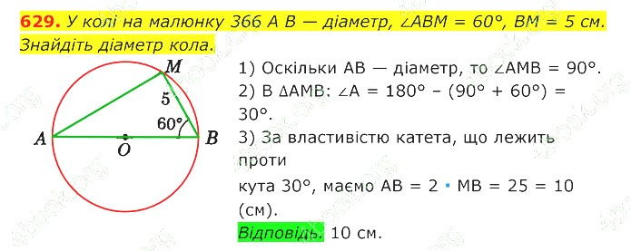 ГДЗ (відповіді) Номер 629 7 клас Геометрія Істер 2020 рік