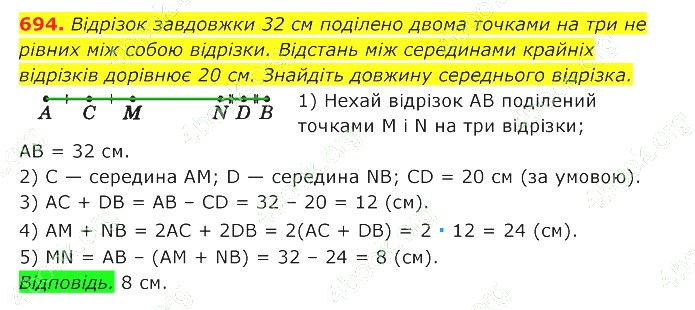 ГДЗ (відповіді) Номер 694 7 клас Геометрія Істер 2020 рік