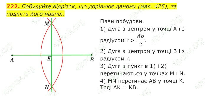 ГДЗ (відповіді) Номер 722 7 клас Геометрія Істер 2020 рік