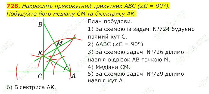 ГДЗ (відповіді) Номер 728 7 клас Геометрія Істер 2020 рік