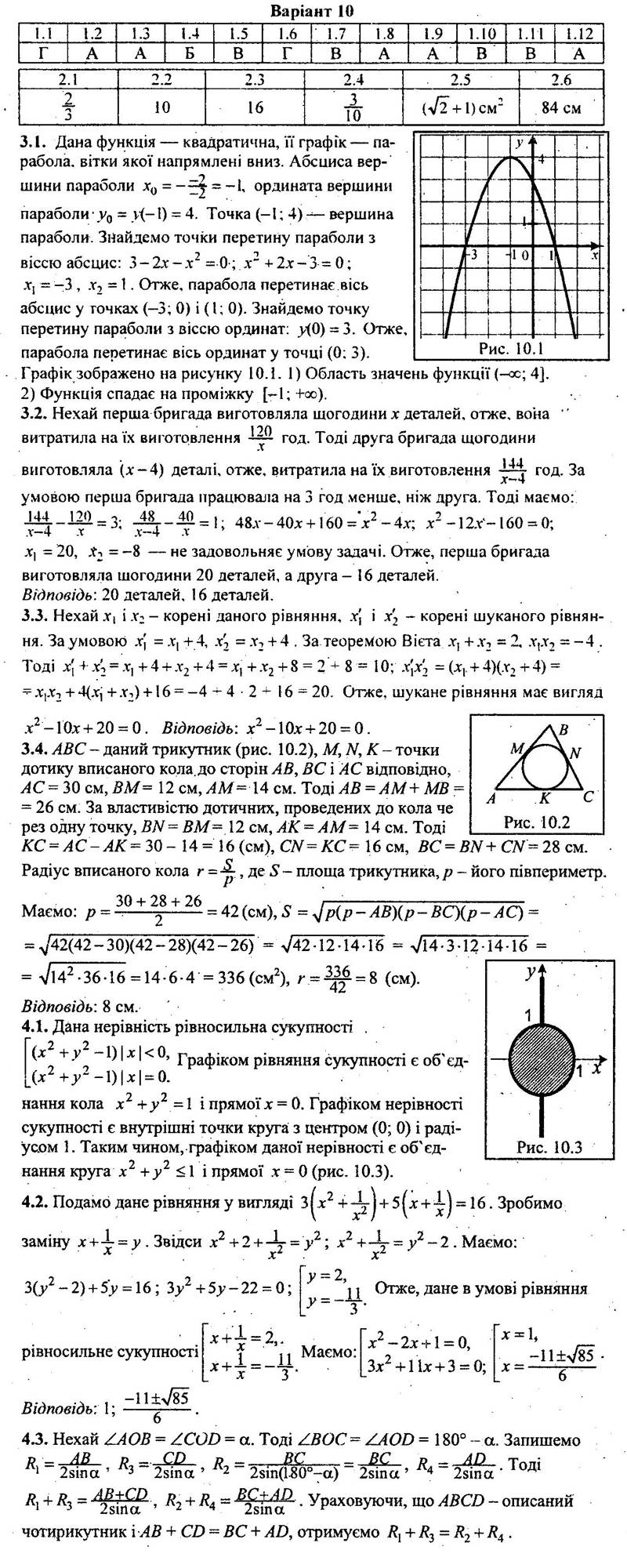 Варіант 10 - 9 клас ДПА-2022 Математика Мерзляк (збірник завдань) 2018 ...